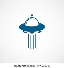 Alien Spaceship UFO Blue Flat Icon On White Background