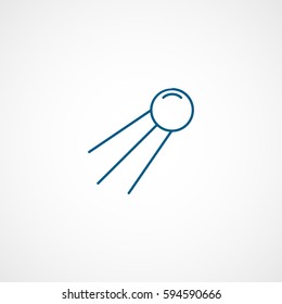 Alien Spaceship UFO Blue Line Icon On White Background