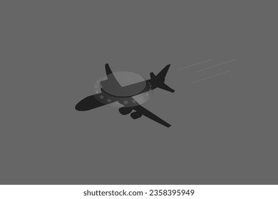 Alien spaceship, ufo camouflaged with commercial aircraft. Vector realistic illustration of futuristic flying saucer, unidentified circular plane. Clipart galaxy spaceship, flying ship