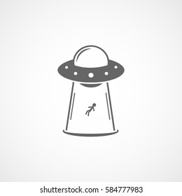 Alien Spaceship UFO Flat Icon On White Background