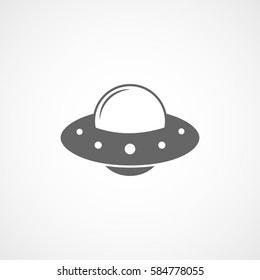 Alien Spaceship UFO Flat Icon On White Background