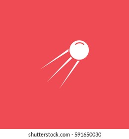 Alien Spaceship UFO Flat Icon On Red Background