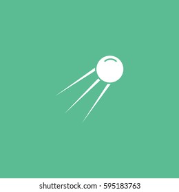 Alien Spaceship UFO Flat Icon On Green Background