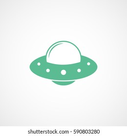 Alien Spaceship UFO Green Flat Icon On White Background