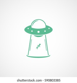Alien Spaceship UFO Green Flat Icon On White Background