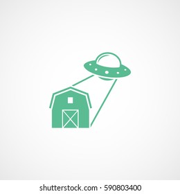 Alien Spaceship UFO Green Flat Icon On White Background