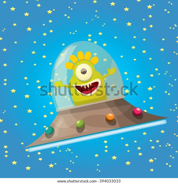 Alien Spaceship Ufo Green Alien Space Stock Vector (royalty Free 