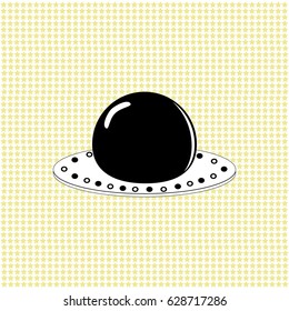 Alien spaceship UFO over abstract background. Vector illustration