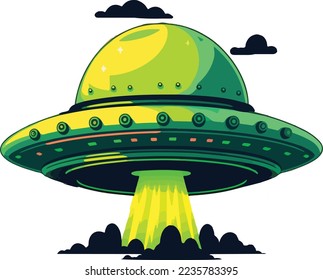 Alien Spaceship, Ufo, Vector illustration