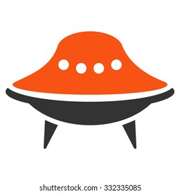 Alien Spaceship vector icon. Style is flat bicolor orange and gray symbol, rounded angles, white background.