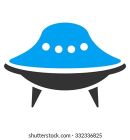 Alien Spaceship vector icon. Style is flat bicolor blue and gray symbol, rounded angles, white background.