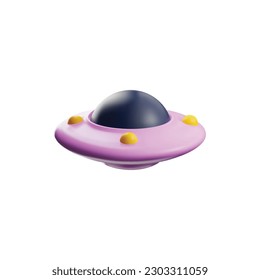 Alien spaceships fantasy ufo rendered icon or sign, 3D realistic vector illustration isolated on white background. Futuristic flying saucer or round rocket.