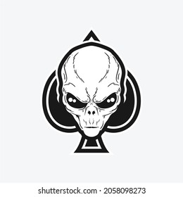 alien con la plantilla de logotipo del vector spades