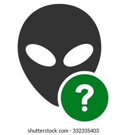 Alien Status vector icon. Style is flat bicolor green and gray symbol, rounded angles, white background.