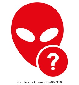 Alien Status vector icon. Style is flat red symbol, rounded angles, white background.