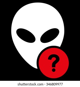 Alien Status vector icon. Style is flat bicolor red and white symbol, rounded angles, black background.