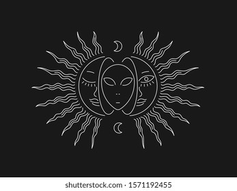 Alien Sun vector illustration for any use