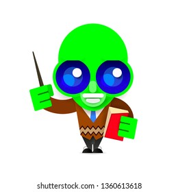 alien teacher vector illustration on white background for your design