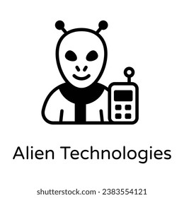 Alien technologies in an editable solid style icon 