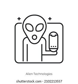 Alien Technologies icon. Outline style icon design isolated on white background