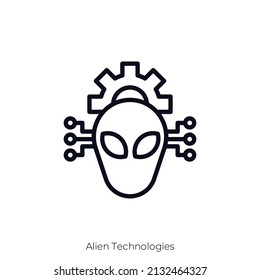 Alien Technologies icon. Outline style icon design isolated on white background