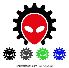 Alien Technology flat vector icon. Colored alien technology gray, black, blue, green pictogram variants. Flat icon style for web design.
