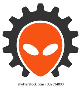 Alien Technology vector icon. Style is flat bicolor orange and gray symbol, rounded angles, white background.