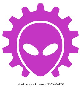 Alien Technology vector icon. Style is flat violet symbol, rounded angles, white background.