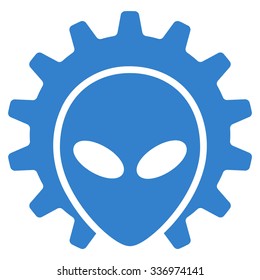 Alien Technology vector icon. Style is flat cobalt symbol, rounded angles, white background.