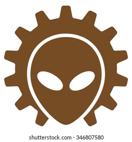 Alien Technology vector icon. Style is flat brown symbol, rounded angles, white background.