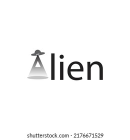 Alien Text Logo Design Vector