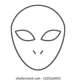Alien thin line icon, space and character, humanoid sign, vector graphics, a linear pattern on a white background, eps 10.