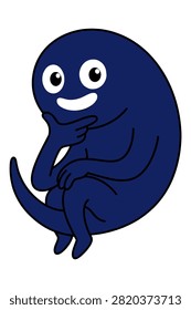 Alien thinking, contemplating, curious creature, cartoon character, unusual being.