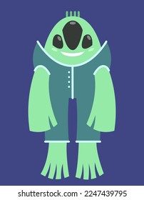 Alien with three eyes. Character in cartoon style.
