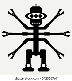 alien toy robot, vector robot silhouette 