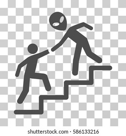 Alien Training Help vector pictogram. Illustration style is flat iconic gray symbol on a transparent background.