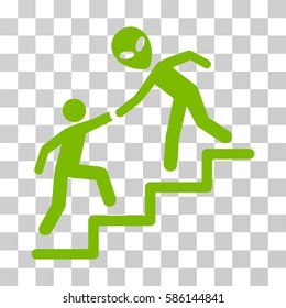 Alien Training Help vector pictogram. Illustration style is flat iconic eco green symbol on a transparent background.