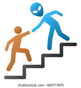 Alien Training Help vector toolbar icon for software design. Style is a gradient icon symbol on a white background.