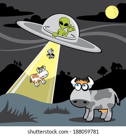 Alien transported cows on the spaceship.