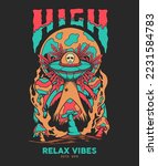 Alien trippy illustration design with high detailed vector