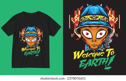 Diseño de camisetas alienígenas. Diseño de camisetas de base artística alienígena.
