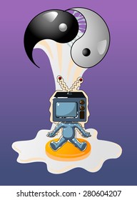 Alien TV Head Yin Yang Egg Birth