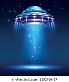 Alien ufo background with outer space symbols realistic vector illustration