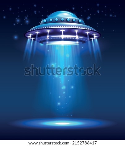 Alien ufo background with outer space symbols realistic vector illustration