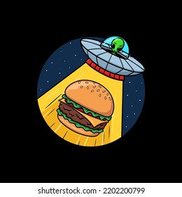 Alien Ufo Burger Vector Illustration