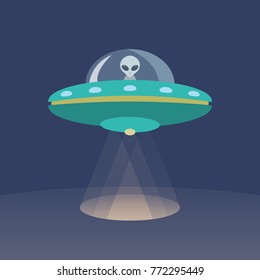 Alien and UFO Cartoon Flat Design