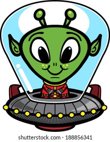 Alien UFO cartoon vector illustration