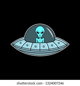 ALIEN UFO COLOR BLACK BACKGROUND