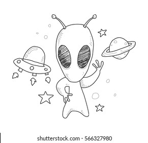 alien & ufo doodle