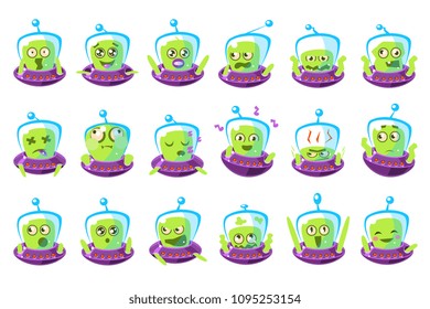 Alien In Ufo Emoji Set